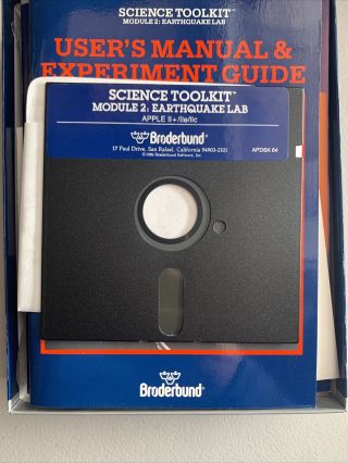 Science Toolkit Module 2: Earthquake Lab Apple II 5.  25 Floppy Disc Broderbund 3