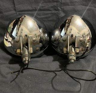 Vintage Classic Motorcycle Car Moped Clear Circle HeadLamp Jute Light 9614 Pair 2