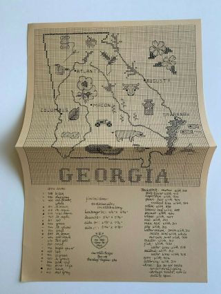 Vintage Georgia State Counted Cross Stitch Pattern Sue Hillis