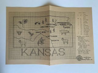 Vintage Kansas State Counted Cross Stitch Pattern Sue Hillis