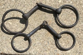 Vintage Iron Horse Snaffle Bits (2) 12” And 10 1/4” Use Or Display
