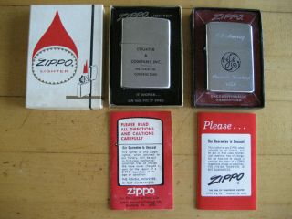 2 Vintage Zippo Lighters 1958 Ge,  And 1974 Advertising Lighter