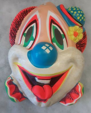 Vintage Plastic Halloween Clown Mask 1960s - 1970s Usa Ben Cooper?