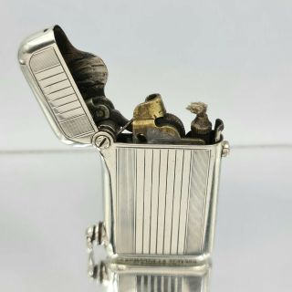 Highly Rare Solid Silver 800 Thorens 1920 First Model Single Claw Petrol Lighter