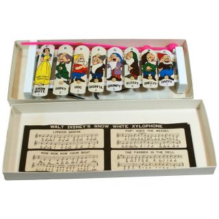 Rare Vintage Walt Disney Snow White Seven Dwarves Toy Xylophone,  Made In Japan