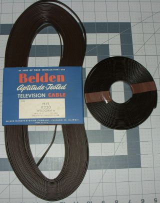 75,  Ft.  Of Vintage Belden 300 Ohm Twin Lead Flat Tv Antenna Cable Plus Hardware