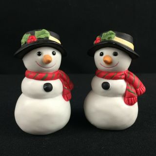 Set Of 2 Vintage Homco Christmas Snowman Figurines 5101 Home Interiors