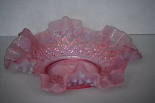 Vintage Fenton Pink Hobnail Opalescent Candy Dish Bonbon Nappy 6 3/8 "