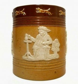 Royal Doulton Lambeth (england) Bas - Relief Stoneware Cer Tobacco Humidor,  W/lid