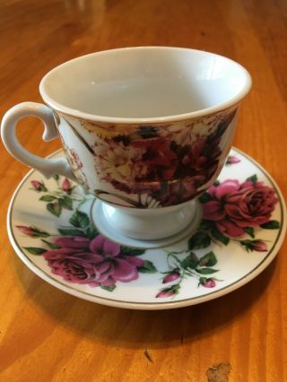 VINTAGE TEA CUPS AND SAUCERS - Floral Set Of 2 2