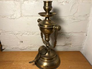 Vintage Ethan Allen Brass Gimbal Chamberstick Candle Holder Made In Italy