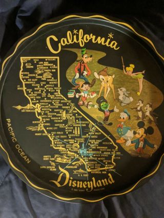 Disneyland Vintage Map Of California Plate