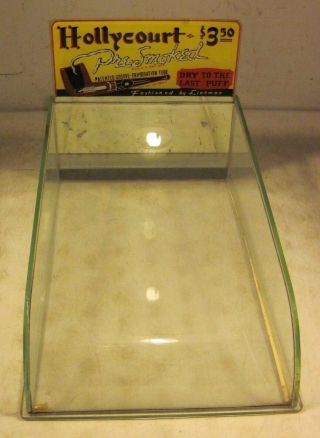 Antique 1937 Hollycourt Pre - Smoked Pipe Glass Display Case Linkman Curved Glass