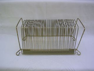 Vintage 45 Rpm Record Holder Rack Stand Gold Metal Wire Mid - Century 40 - Slot