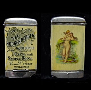 1901 Nude Woman Cigar Bar Celluloid Wrap Match Safe Vesta Case Whitehead & Hoag