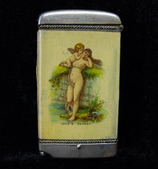 1901 nude woman cigar bar celluloid wrap match safe vesta case Whitehead & Hoag 3