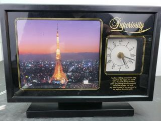 Ultra Rare Fiber Optic Color Changing Motion Eiffel Tower Art Clock Vintage 3f