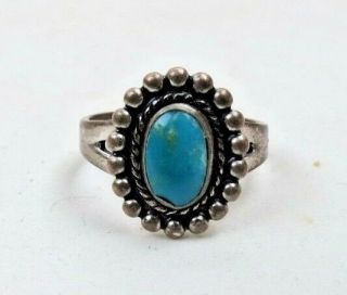 Vintage Harvey Era Bell Trading Post Sterling Silver Turquoise Ring Size 6