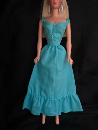 Vintage Doll Clothes 9217 Deluxe Quick Curl Barbie Turquoise Blue Dress