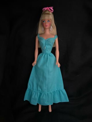 Vintage Doll Clothes 9217 DELUXE QUICK CURL BARBIE Turquoise Blue DRESS 3