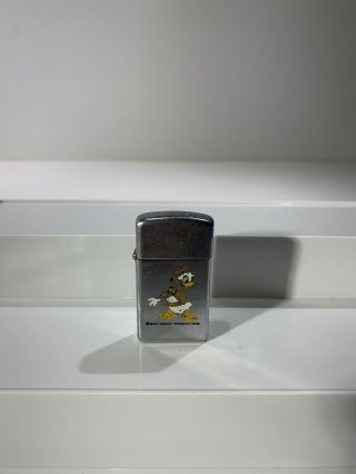 1979 Slim Zippo Lighter With Walt Disney Productions Donald Duck Use With No Box