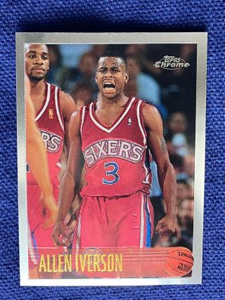 1996 - 97 Topps Chrome 171 Allen Iverson Rc Rookie Nm - Mt Or Better?
