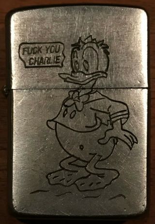 Authentic Vietnam Zippo Sai Gon 1968 - 1969 F K You Charlie Donald Duck (rare)