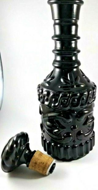 Vintage Jim Beam Black Amethyst Glass Decanter With Cork