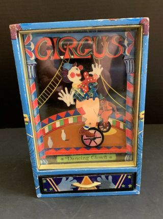 Vintage Circus Dancing Clown Unicycle Music Box With Trinket Drawer