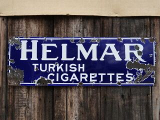 Helmar Cigarettes Vintage 1920 ' s Tobacco Porcelain Metal Sign 36 