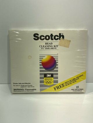 Scotch Head Cleaning Kit 5 1/4” Disk Drive 15 Pre Measured Cleanings Pack