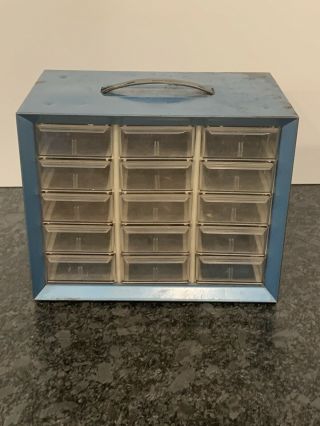 Vintage Akro - Mils 15 Drawer Metal Hardware Parts Cabinet Organizer Storage