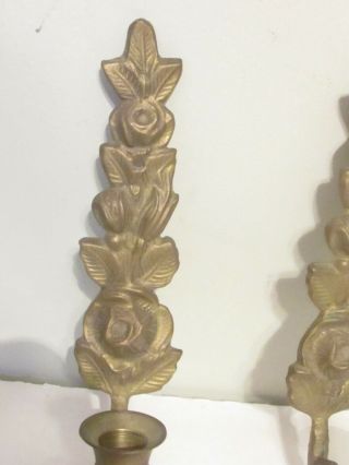 Vintage Pair Solid Brass Wall Sconces Candle Holders India 11 