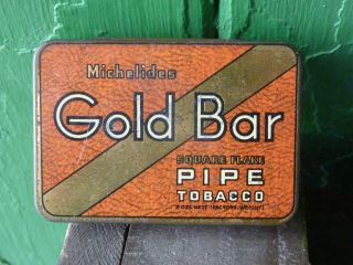 Gold Bar Tobacco Tin Michelides Perth Australian Made 2oz Square Flake
