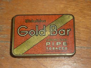 Gold Bar Tobacco tin Michelides Perth Australian made 2oz Square Flake 3