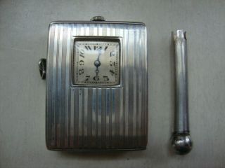 Vintage Early Sterling Silver Juvenia Pocket Watch Striker Cigarette Lighter