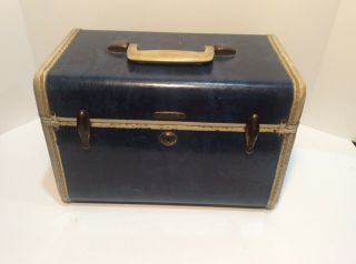 Vintage Shwayder Samsonite Marbled Blue Suitcase Train Case Travel Makeup