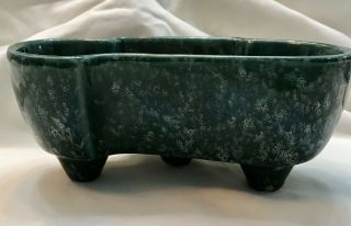 Vintage Mccoy Pottery Green Glazed Rectangular Footed Planter Drip Glazed