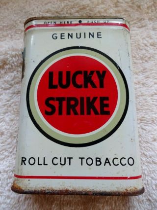 Rare White Lucky Strike Roll Cut Tobacco Vertical Pocket Tin -