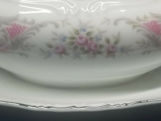 Vintage Style House Pompadour Fine China Gravy Boat with Attached Tray JAPAN 2