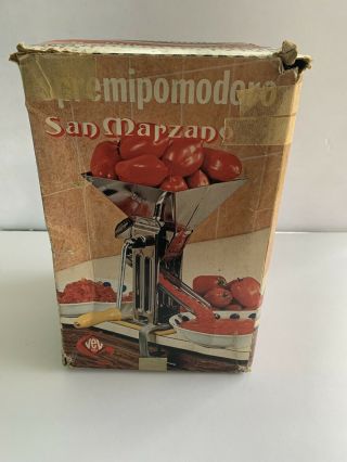 Vintage Vev Inox Spremipomodoro San Marzano Gigante Italy Tomato Press Box Compl