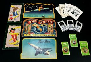16 Vintage Advertising Sewing Needle Packs - - Rocket - One World - Jet Age Book