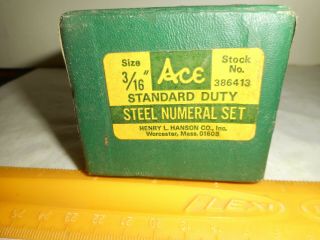 Vintage Henry Hanson Ace Steel Numeral Set Stamp Die Punches 3/16 " 386413
