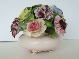 Vtg Royal Adderley Bone China Rose Floral Basket Bouquet,  England,  Very Detailed 3