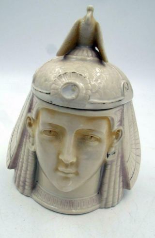 Vintage Porcelain Cleopatra Egypt Tobacco Humidor Jar