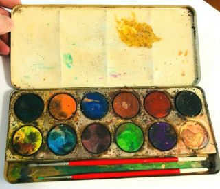 Vintage Winsor & Newton Ltd Water Color Paint Set W/ Brushes - London Nc