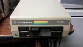 Commodore 64 Single Floppy Disk Drive 1541 Vintage W Power Cord Powers On