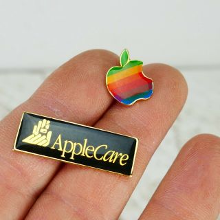 Vintage Apple Macintosh Computer Rainbow Logo Lapel Tie Pinback Pin Applecare