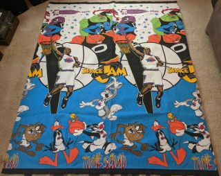 Vtg 90s Space Jam Michael Jordan Throw Blanket Rare Vintage 1996 Looney Tunes
