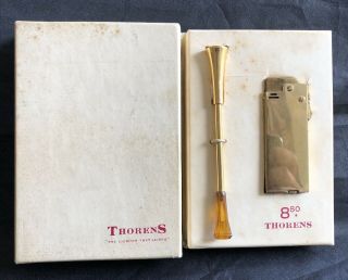 Thorens Vedette Smokers Box Set Vintage Petrol Pocket Lighter